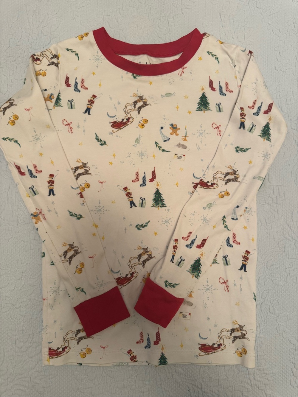LAKE Kids Christmas Nutcracker Pajama Top Size 8 Cotton Long Sleeve Unisex